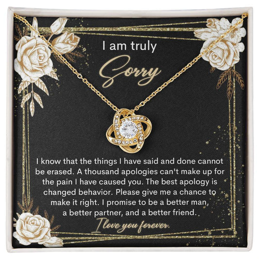 I am truly sorry/ A thousand apologies/ Love knot necklace