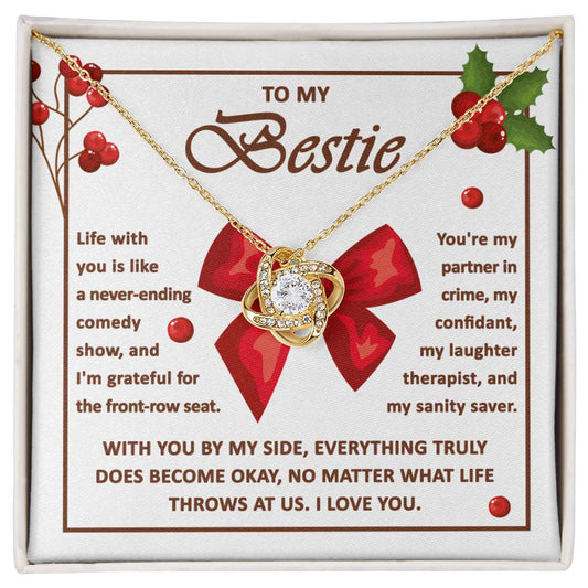 To My Bestie/ You're My Partner In Crime/ Love Knot Necklace