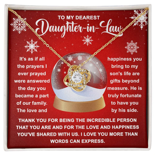 To My Dearest Daughter-In-Law/ You Became A Part Of Our Family/ Love Knot Necklace