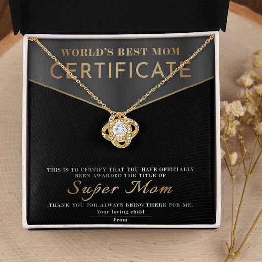 World's Best Mom/ Super Mom/ Love Knot Necklace