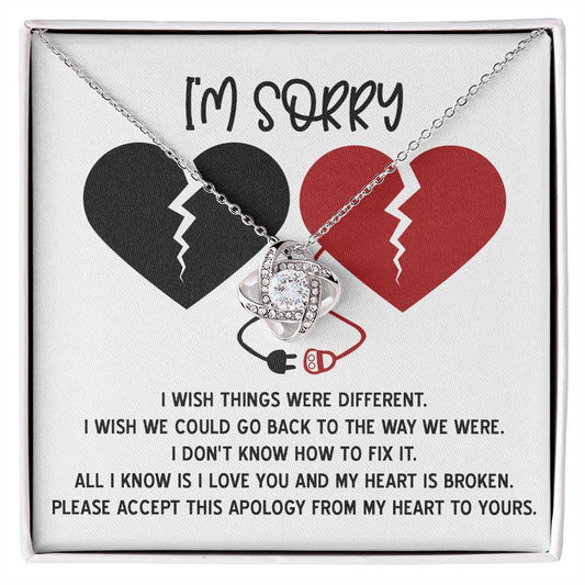 I'm sorry/ I wish things were different/ Love knot necklace