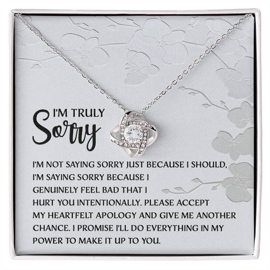 I'm truly sorry/ Please accept my heartfelt apology/ Love knot necklace