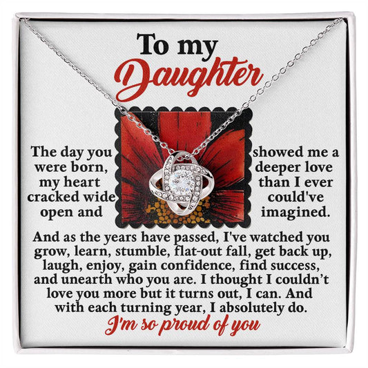 To my daughter/ The day you were born/ Love knot necklace