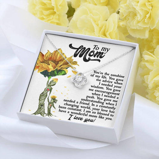 To My Mom/ You're The Sunshine Of My Life/ Love Knot Necklace