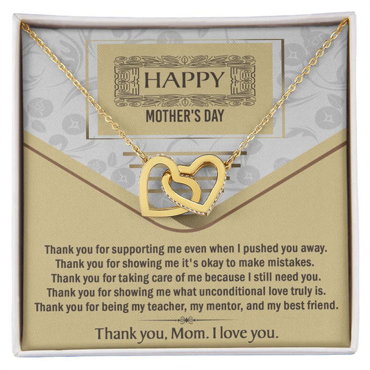 Happy Mother's Day/ Thank You For Supporting Me/ Interlocking Hearts Necklace