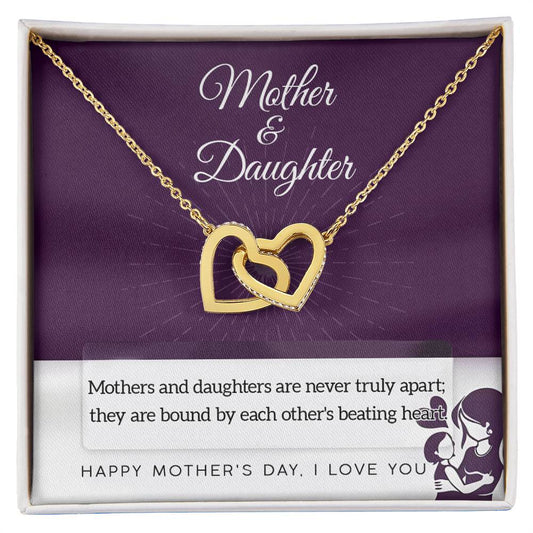 Mother & Daughter/ Never Truly Apart/ Interlocking Hearts Necklace