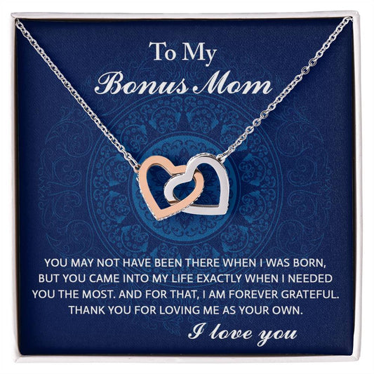 To My Bonus Mom/ You Came Into My Life/ Interlocking Hearts Necklace