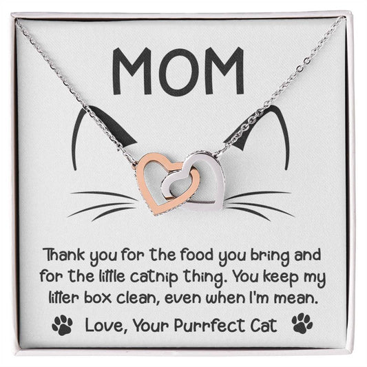 Mom/ Thank You/ Interlocking Hearts Necklace