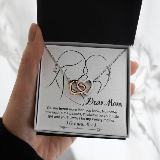 Dear Mom/ You Are Loved More Than You Know/ Interlocking Hearts Necklace