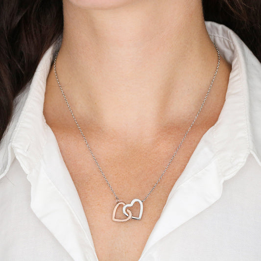 To My Mom/ Thank You For Giving Me Your Eyes/ Interlocking Hearts Necklace