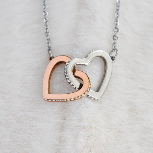 To my beautiful daughter/ Stand proud and tall/ Interlocking heart necklace