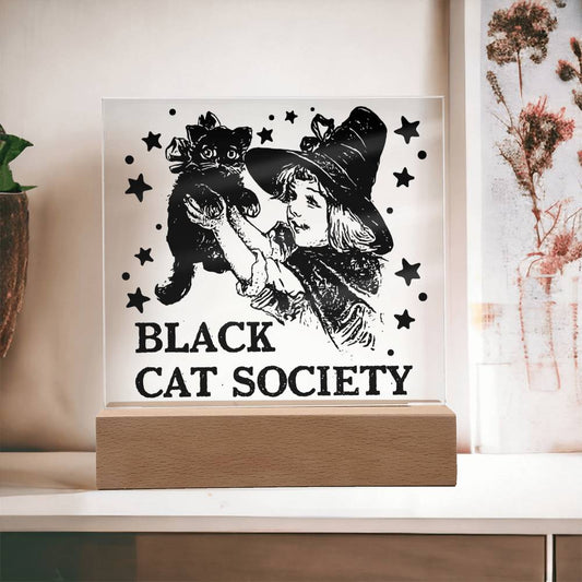 Black Cat Society/ Square Acrylic Plaque