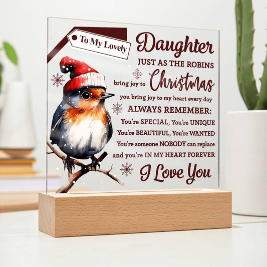 To My Lovely Daughter/ You Bring Joy To My Heart/ Square Acrylic Plaque