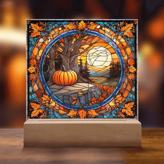 Moon Landscape Thanksgiving/ Square Acrylic Plaque