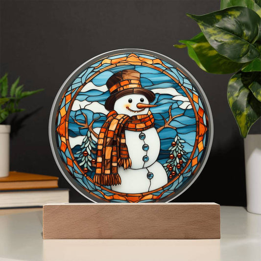 Stained Glass Snowman/ Circle Acrylic Plaque