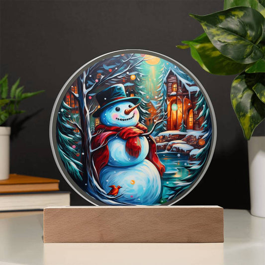 Happy Snowman/ Circle Acrylic Plaque