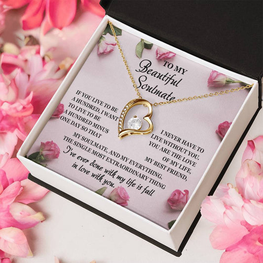 To My Beautiful Soulmate/ My Soulmate, My Everything/ Forever Love Necklace