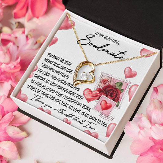 To My Beautiful Soulmate/ We Were Meant To Be/ Forever Love Necklace