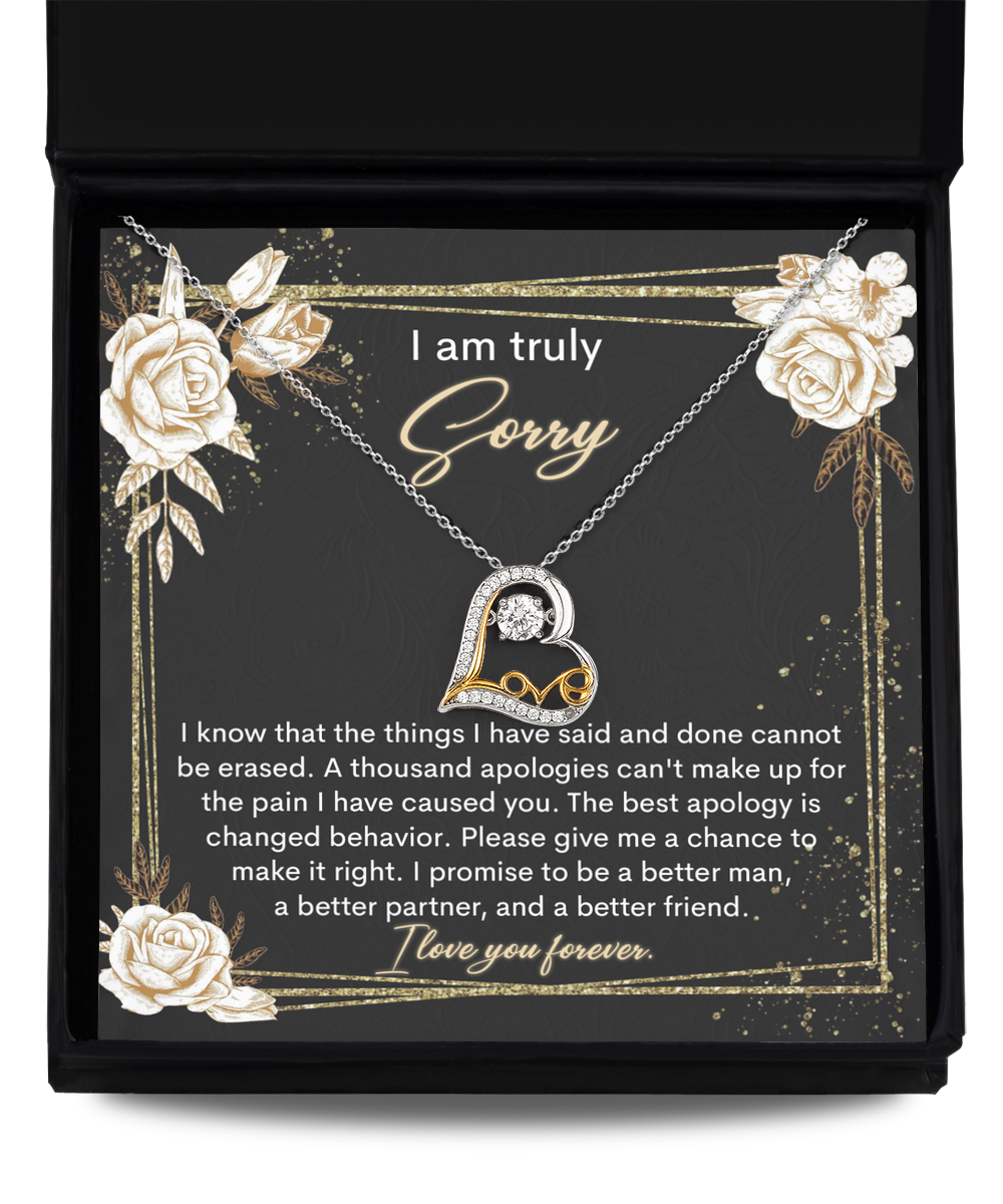 I am truly sorry/ A thousand apologies/ Love dancing necklace