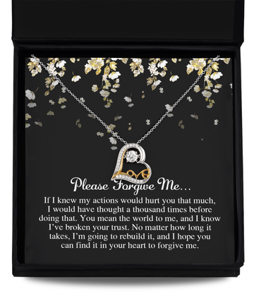 Please forgive me/ You mean the world to me/ Love dancing necklace