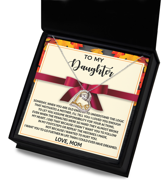 To my daughter/ I want you to go further in life/ Love dancing necklace