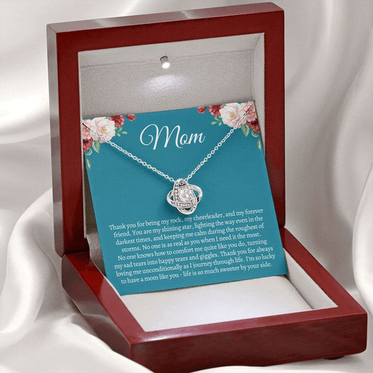 Mom/Thank you for being my rock/Love Knot Necklace