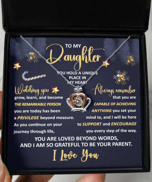 To My Daughter/ You Hold A Unique Place In My Heart/ Crown Pendant Necklace-GB