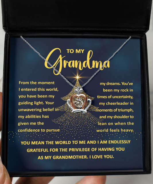 To My Grandma/ You Have Been My Guiding Light/ Crown Pendant Necklace