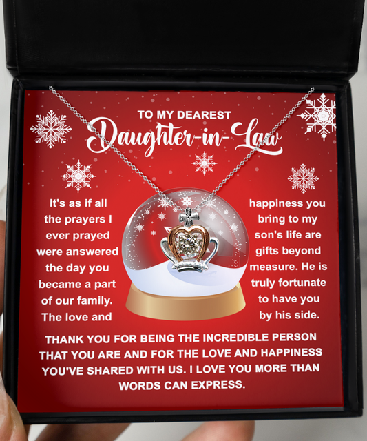 To My Dearest Daughter-In-Law/ You Became A Part Of Our Family/ Crown Pendant Necklace